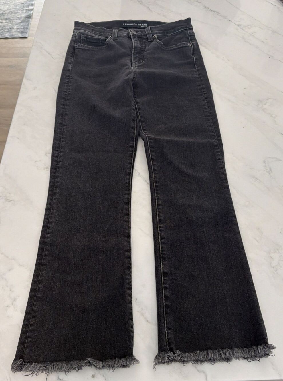 Veronica Beard Carly High Rise Kick Flare Jeans Salt & Pepper 26 70s Retro Urban